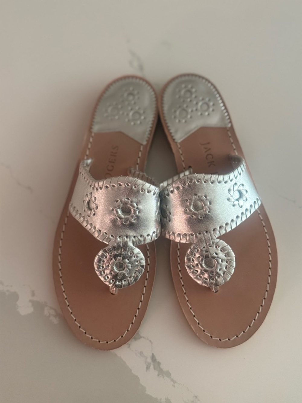 Jack Rogers “Original Jacks” Silver Sandals